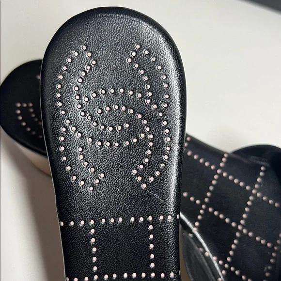 Chanel Patent Leather Wood Mule Wedges Slip On’s Logo Buckle Women's 7.5 B - Picture 9 of 16